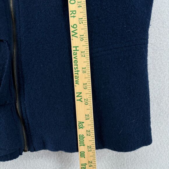 WINTERSILKS Blazer Womens S Wool Silk Ruffle Full Zip Jacket Office Work Blue - Picture 12 of 13